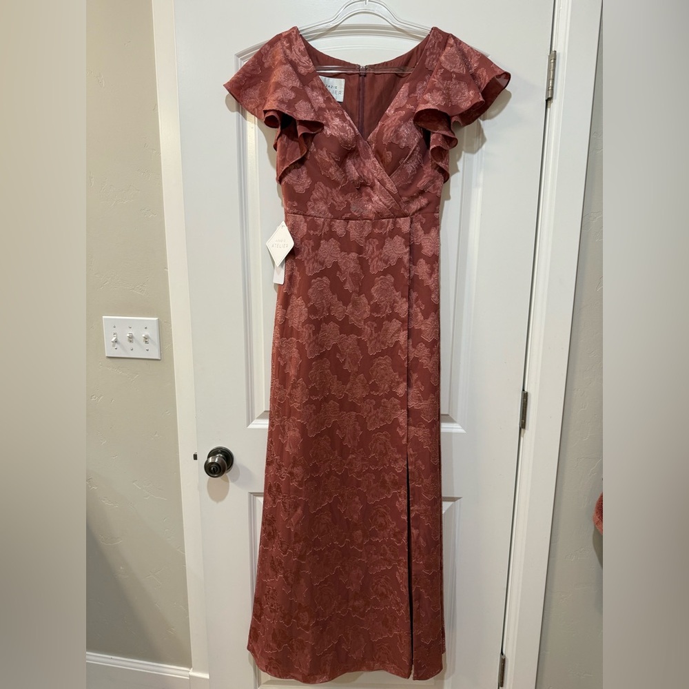 Azazie Atelier Textured Dress in Vintage Mauve (Dark pink)